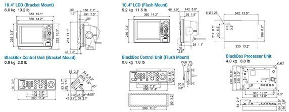Furuno 1964CBB RADAR Chartplotter Display Dimensions