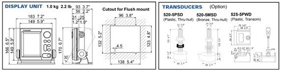 Furuno LS4100 Fishfinder Dimension Information