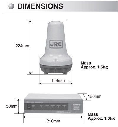 JRC JUE-85 Inmarsat-C Terminal for GMDSS  Dimensions