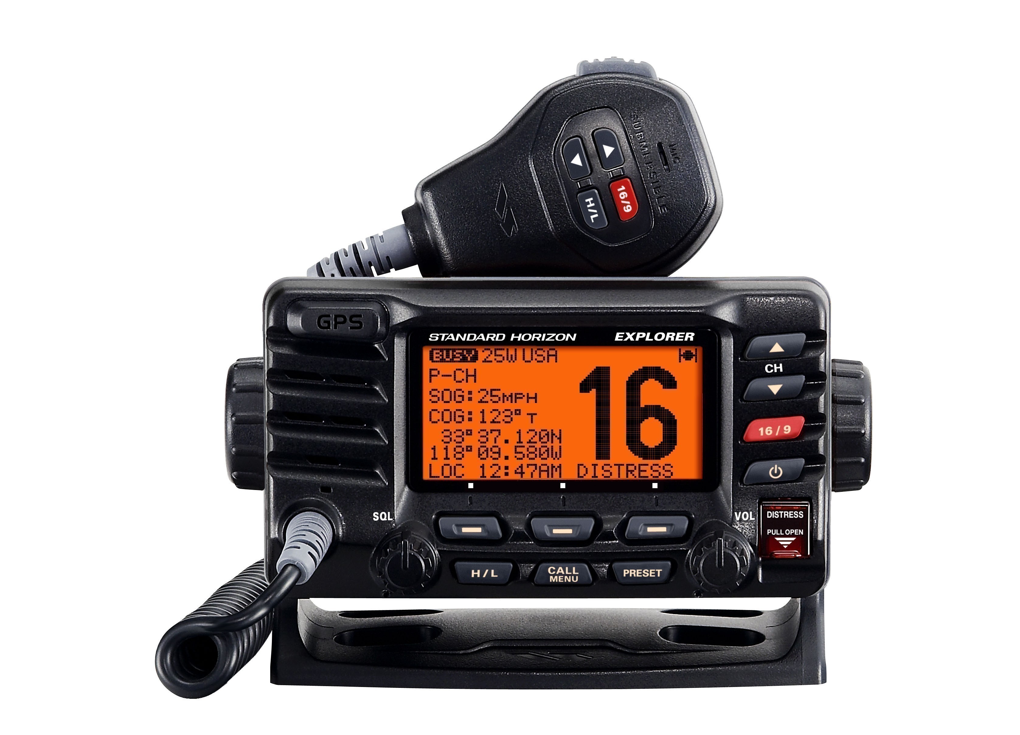 Standard Horizon GX1700B Explorer GPS VHF Radio with DSC, Scan- Black
