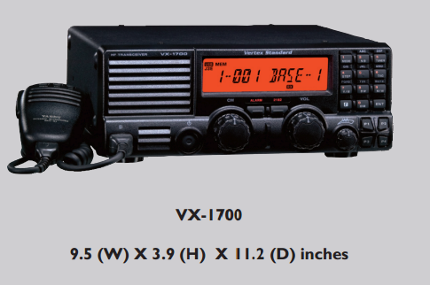 Vertex Standard VX-1700 Mobile HF Radio, 125 watts, up to 30 MHz